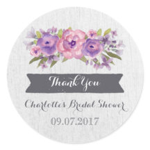 Etiquetas favoritas de ducha de color morado flora