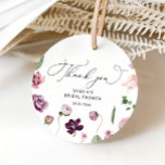 Etiquetas favoritas de ducha de novia morada con f<br><div class="desc">Etiquetas De Favor De La Ducha Morada Floral Bridal. Elementos coincidentes disponibles.</div>