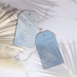 Etiquetas favoritas de la boda floral azul minimal