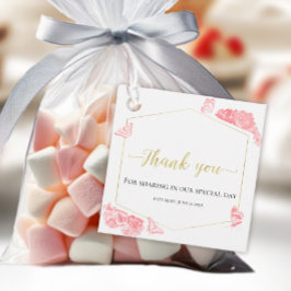 Etiquetas favoritas Quinceanera de color rosa flor