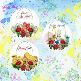 Etiquetas Feliz Brunch de Pascua Huevos Caza Verde Multiprop