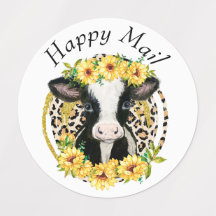 Etiquetas Feliz Correo Vaca