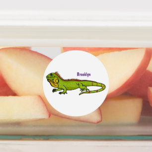 Etiquetas Feliz ilustracion personalizado de iguana verde