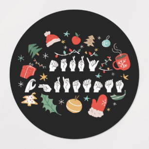 Etiquetas Feliz Navidad - Lenguaje de Rótulo americano ASL I