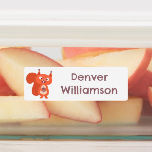 Etiquetas Feliz personalizado de ardilla roja lindo personal