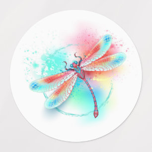 Etiquetas Fléon roja sobre fondo acuarela