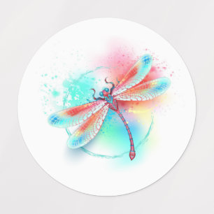 Etiquetas Fléon roja sobre fondo acuarela