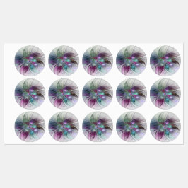 Etiquetas Flor Abstracta Colorida Arte Fractal Floral Modern