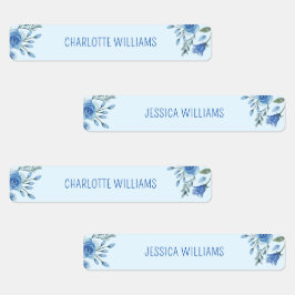 Etiquetas Floral azul color de agua dulce de vuelta a los es