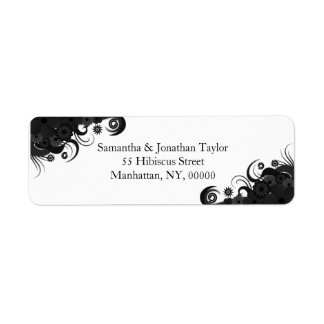 Etiquetas Floral Black and White Small Return
