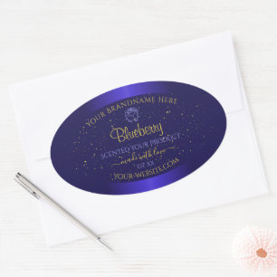Etiquetas Floral Blue Product Labels Soft Gold Pur