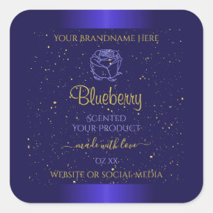 Etiquetas Floral Blue Product Labels Soft Gold Pur