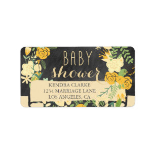 ETIQUETAS FLORALES DE BABY SHOWER DE LA PIZARRA DE