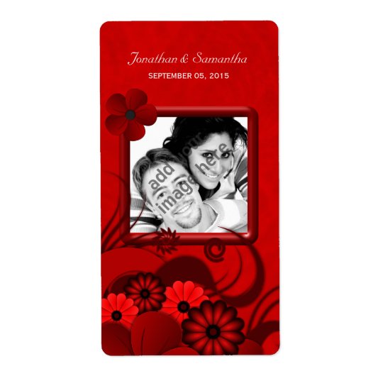 Etiquetas florales rojo oscuro del vino del favor etiquetas de envío