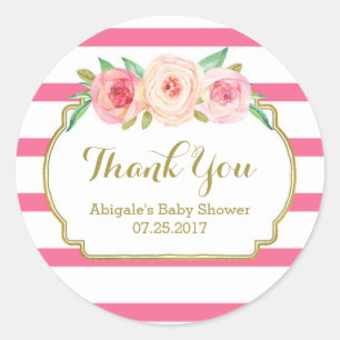 Etiquetas florales rosadas del favor de Baby
