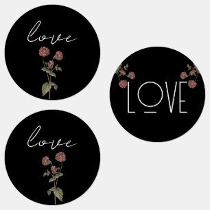 Etiquetas Flores salvajes vintage Ducha de novia Negro