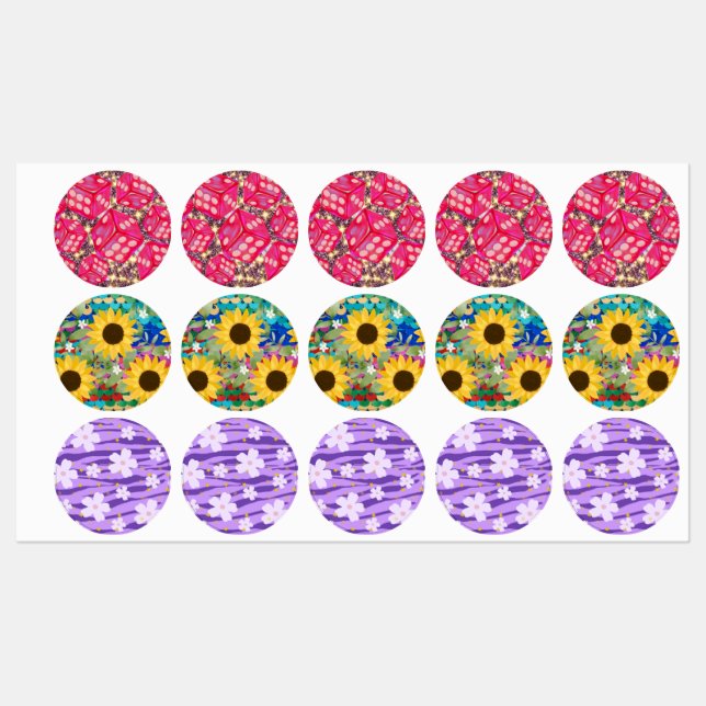 Etiquetas flores y dados (Hoja)