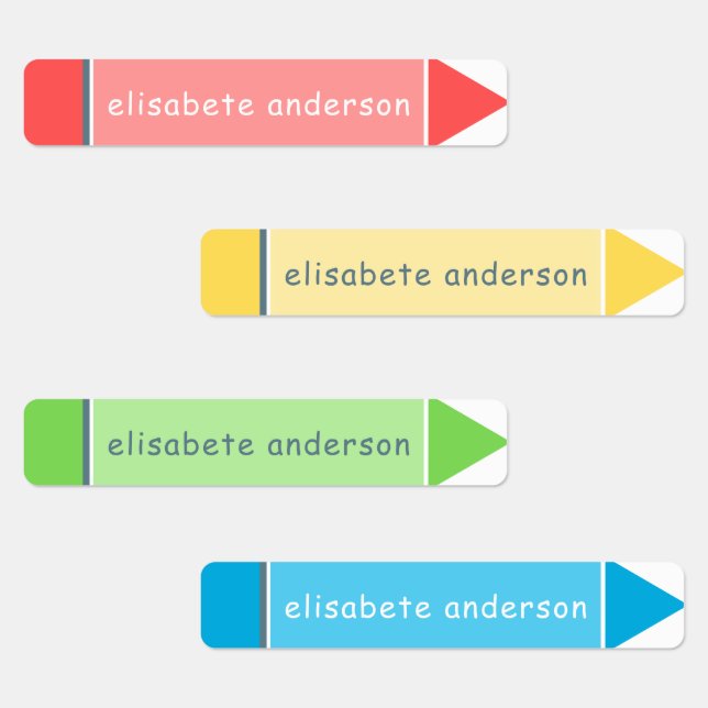 Etiquetas Fun Colorous Crayon Custom Name Tags a prueba de a (Grupo)