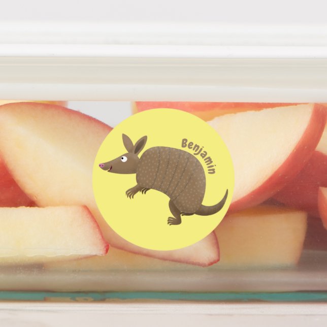 Etiquetas Funny armadillo feliz personalizado ilustracion (Fijada)