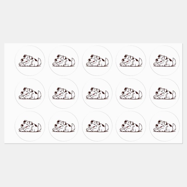 Etiquetas Funny Lazy Dog Design (Hoja)