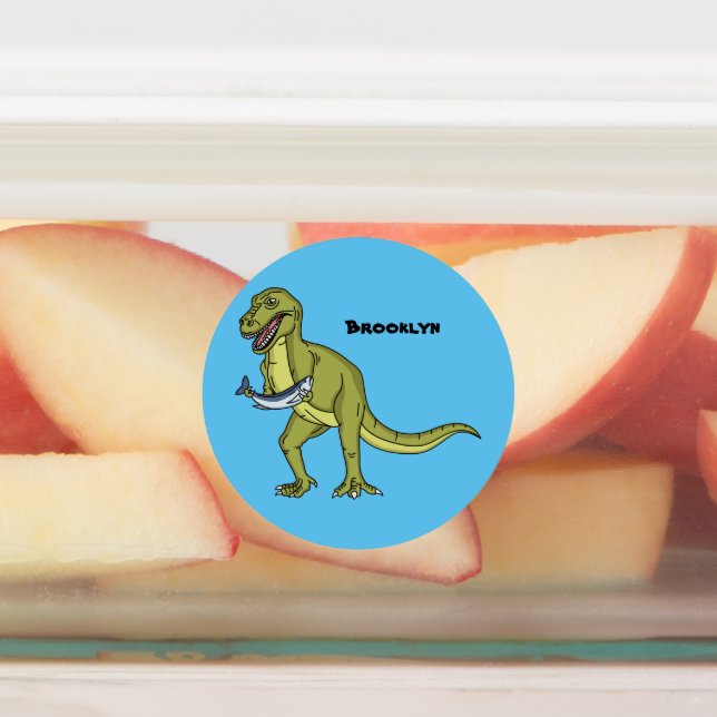 Etiquetas Funny T rex dinosaur ilustracion (Fijada)