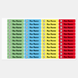 Etiquetas Fußball bunt - 96 schmale Kinder Etiketten