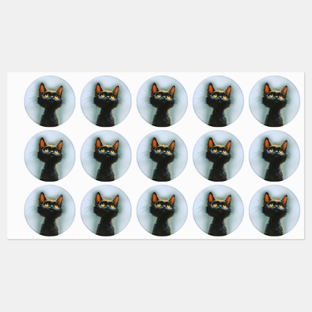 Etiquetas Gato negro encantado (Hoja)