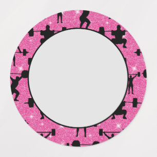 Etiquetas Gimnasia Fitness Deporte Brillo Rosa
