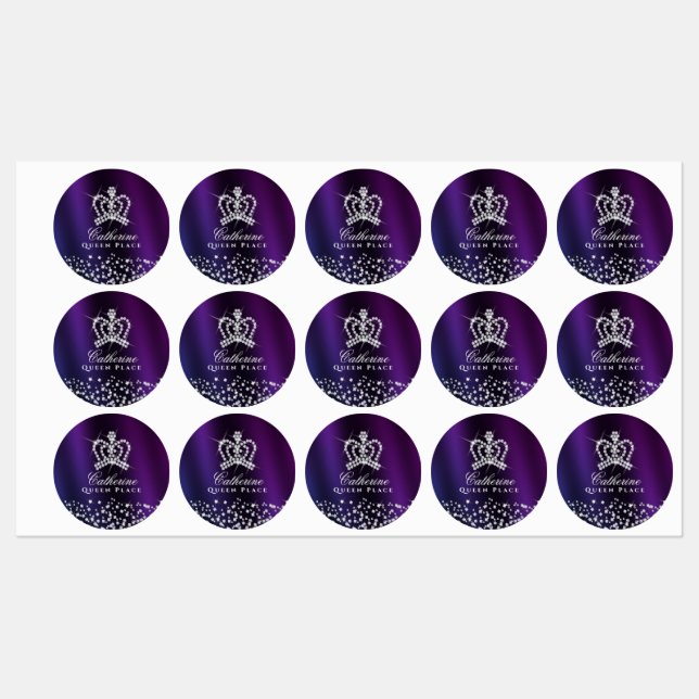 Etiquetas Glittering Crown Purple Blue (Hoja)
