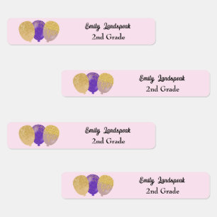 Etiquetas Globos Fiestas de hierro sobre Purpurina morado