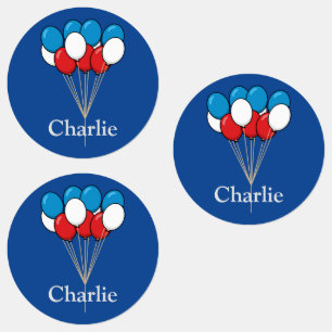 Etiquetas Globos patrióticos de Blue White Red Personaliza