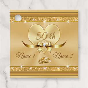 Etiquetas Gold 50 Aniversario Favor, Personalizada