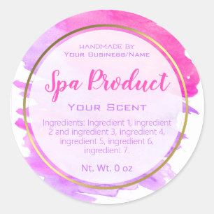 Etiquetas Gold Pink And Purple Watercolor Spa