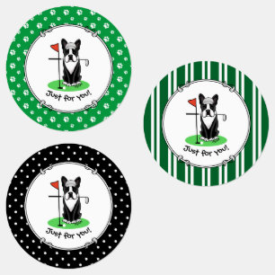 Etiquetas Golf Boston Terrier (negro) Perro Cute
