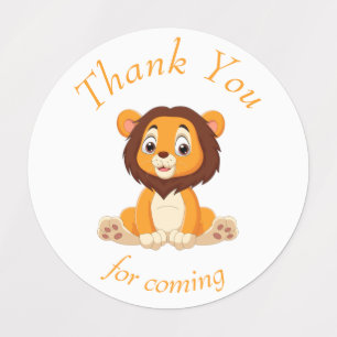Etiquetas gracias por tu cumpleaños, lion Labels