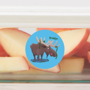 Etiquetas Gracioso ilustracion personalizado de alce feliz