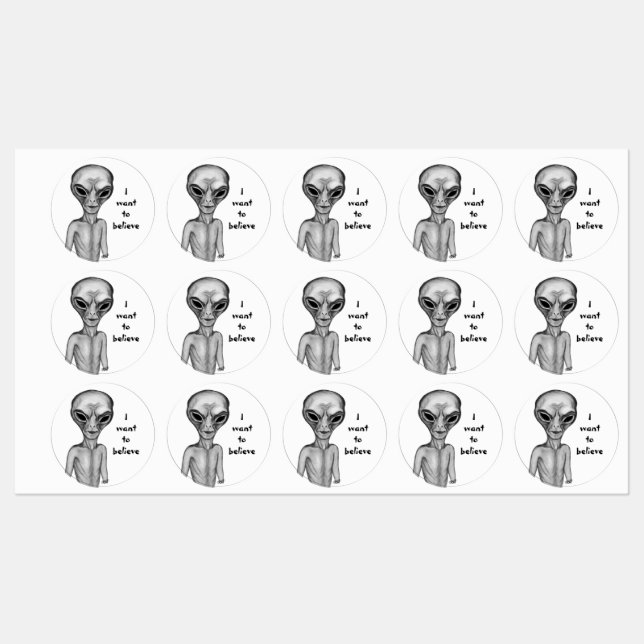 Etiquetas Grey Alien , quiero creer (Hoja)