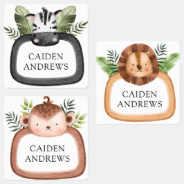 Etiquetas Guardería escolar de animales de Safari de la jung