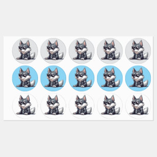 Etiquetas Guay Husky - Perro Badass elegante con chaqueta de