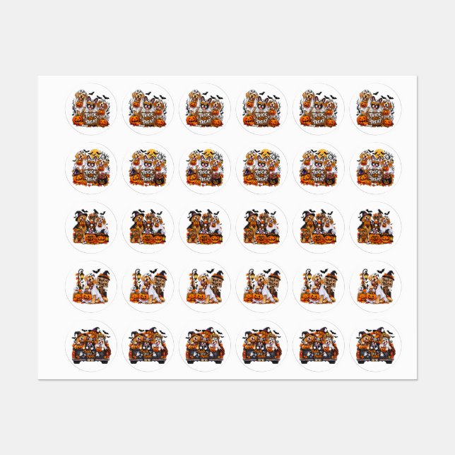 Etiquetas  Halloween Dog Sticker Sheet – Cute Spooky Dogs Tr (Hoja)