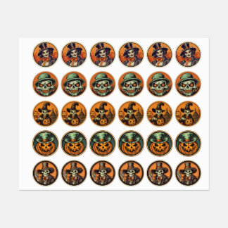 Etiquetas Halloween Skeleton Witch & Pumpkin Sticker Sheet –