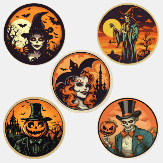 Etiquetas Halloween Skeleton Witch & Pumpkin Sticker Sheet –
