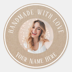 Etiquetas hechas a mano con amor texto de nombre p