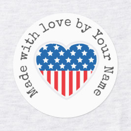 Etiquetas Hecho con amor por ti Patriotic Heart Iron-On