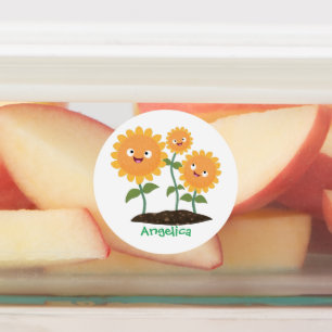 Etiquetas Hermosos girasoles alegres, personalizado sonrient