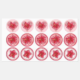 Etiquetas Hibiscus & lace RED