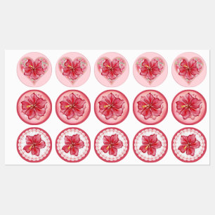 Etiquetas Hibiscus & lace RED