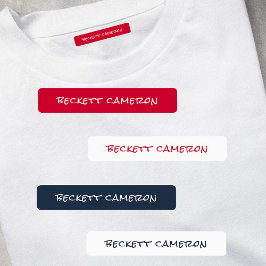 Etiquetas Hierro azul rojo en la ropa