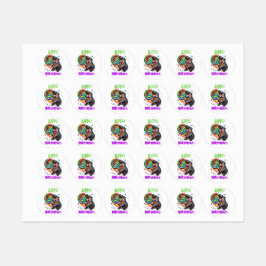 Etiquetas Hippo Cumpleaños Alegre, Colorida Bañera de Vela |