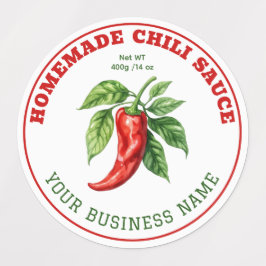 Etiquetas Homemade Hot Chili Sauce Product Label